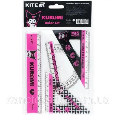 Набір: лінійка 15 см, 2 косінця, транспортир, з принтом HK