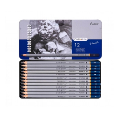 Набір олівців графітових Marco Chroma 12 шт. (2H-9B) шестигранних в метал. пеналі (8015-12TN) Набір олівців графітових Marco Chroma 12 шт. (2H-9B) шестигранних в метал. пеналі (8015-12TN)