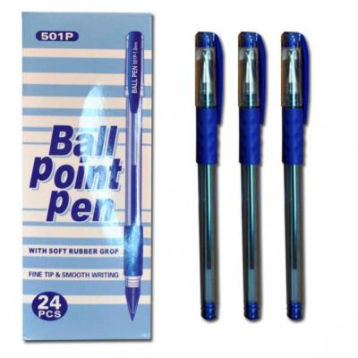 Ручка кульк-масл "Tianjiao"  с рез. грипом, синя, TY-501P 