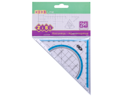 Косинець 2 в 1,140мм, 90°/45°, з блакитною смужкою, блістер, KIDS Line Косинець 2 в 1,140мм, 90°/45°, з блакитною смужкою, блістер, KIDS Line