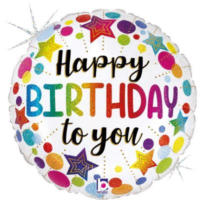 3202-3183 Кулька фольгована 18" НВ гліттер Зірки та горох