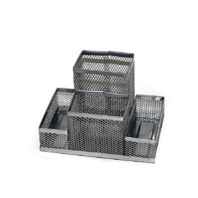 Підставка металева під канцтовари <сіточка> 15х10х10см. Колір сріблястий