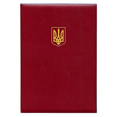 Папка (220х320 мм), обкладинка бумвініл, бордо, тиснення "Герб України" 326 02Б (1/10)