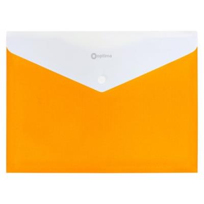  Папка-конверт А4 непро.на кнопке Optima,180мкм фактура"Полоса" желтая