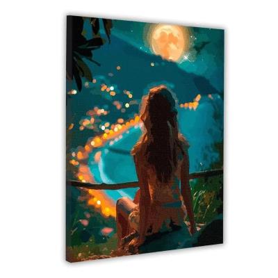 Картина за номерами SANTI "Дівчина і нічне місто", 40*50см, LED підсвітка