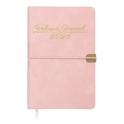 Щоденник датов. 2026 VELOUR, A6, рожевий, штуч. шкіра