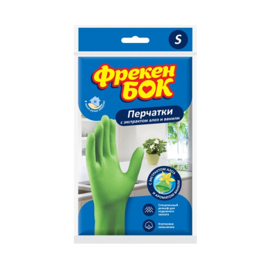 Перчатки универсальные Фрекен БОК, размер S, латекс, Алое Перчатки универсальные Фрекен БОК, размер S, латекс, Алое