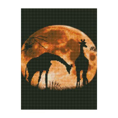 Алмазна картина HX025 "Жирафи на фоні місяця", розміром 30х40 см кр