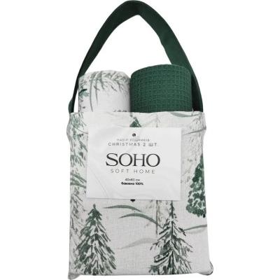 Кухонний текстиль SOHO Наб. руш. 40*60см бавовна 100% Christmas сумка 2 шт. (BS 87282C/1)