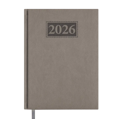 Щоденник датов. 2026 GENTLE, A5, сірий, штуч. шкіра/поролон
