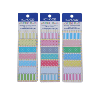 Закладки с клейким слоем 15х45 мм Economix Fun, 105 шт, бумажные, 7 цветов, ассорти, Е20961 Закладки с клейким слоем 15х45 мм Economix Fun, 105 шт, бумажные, 7 цветов, ассорти, Е20961