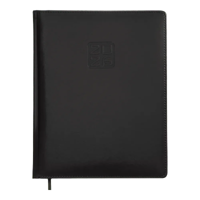 Щотижневик датов. 2026 BRAVO, A4, чорний, штуч. шкіра/поролон