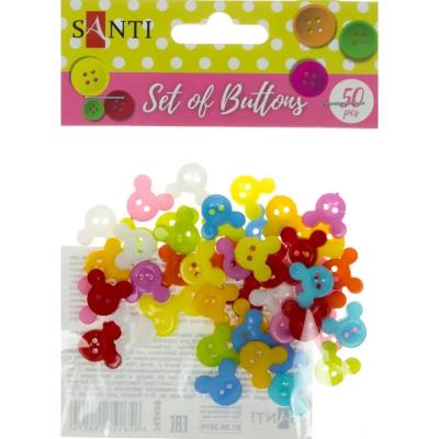 Набір ґудзиків Santi "Little mouse", пластик, 15 мм, 10 кольорів, 50 шт./уп.