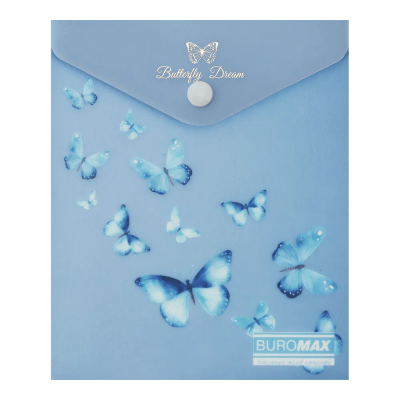 Папка конверт на кнопці ARABESKI, А6, матовий напівпрозорий, пластик, синій електрик