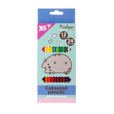 Олівці кольорові Yes 12/24 кол. "Pusheen"