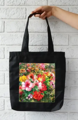 Сумка з кишенею "Квіти3", 40х35 см ручка 60 см Сумка з кишенею "Квіти3", 40х35 см ручка 60 см