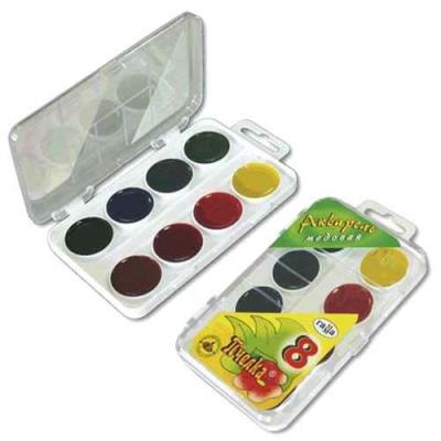 Фарба акварельна Тетрада, 8 кольорів, медова, пластикова коробка, 1/54(1/54)