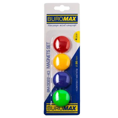 Комплект магнітів Buromax, 4шт, діаметр 30мм (1/12/480) Комплект магнітів Buromax, 4шт, діаметр 30мм (1/12/480)