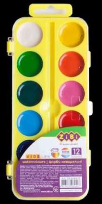 Фарби аквар. 12 кол., пласт./кор. без/п, жовта Фарби аквар. 12 кол., пласт./кор. без/п, жовта