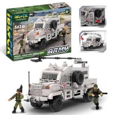Конструктор IBLOCK PL-921-512 (12шт) Армія,КРАЗ -MPV Shrek One,563дет.,2фігурки, короб. 46*6,4*29см