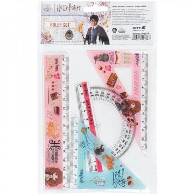 Набір: лінійка 15 см, 2 косінця, транспортир, з принтом HP