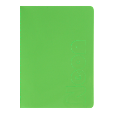 Книга записна NEON, А5, 80 аркушів, клітинка, зшита обкладинка PVC, зелена