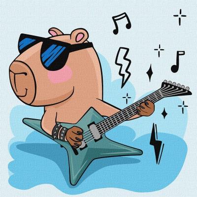 Набір для розпису по номерах для дітей "Капібара рок-зірка" 30х30см Набір для розпису по номерах для дітей "Капібара рок-зірка" 30х30см