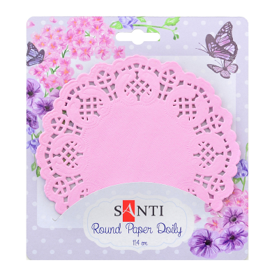 Набор салфеток ажурных круглых, розовых, 11,4см, 12 шт. (741684)