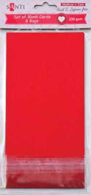 Набір червоних заготовок для листівок Santi, 10 см*20 см, 230 г/м2, 5 шт. (1/1/0/100)