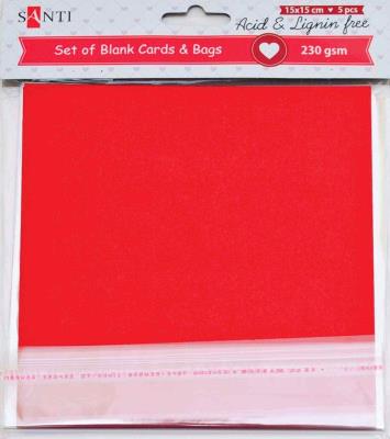 Набор красных заготовок для открыток Santi, 15 см*15 см, 230 г/м2, 5 шт. Набор красных заготовок для открыток Santi, 15 см*15 см, 230 г/м2, 5 шт.