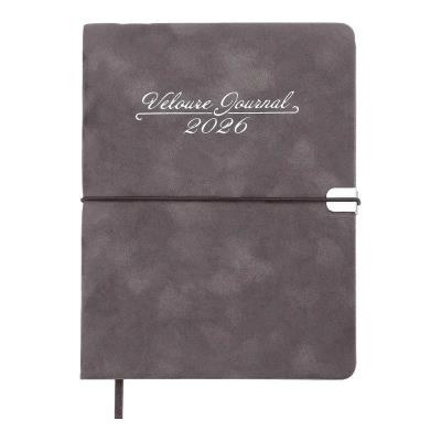 Щоденник датов. 2026 VELOUR, A5, сірий, штуч.шкіра