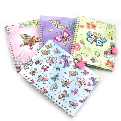 Блокнот на спіралі з замочком "Метелик" 13*18см mix4,1шт/етик 36949