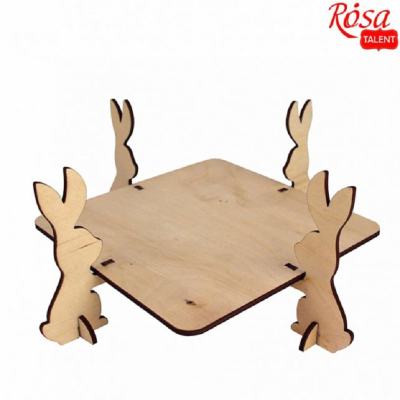 Підставка для паски „Зайчики“, квадрат, фанера, 22х22х9см, ROSA TALENT Підставка для паски „Зайчики“, квадрат, фанера, 22х22х9см, ROSA TALENT