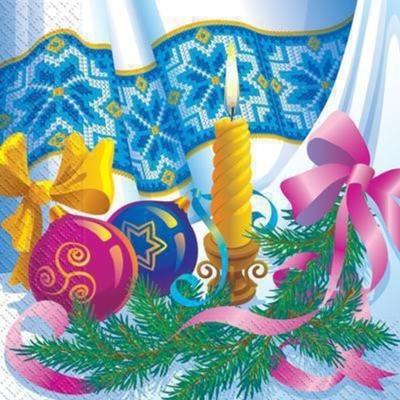 Серветки паперові 33х33 "Новорічна свічка" Серветки паперові 33х33 "Новорічна свічка"