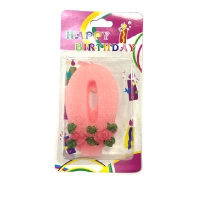 Свеча - цифра "0" розовая с блестками D-050 Свеча - цифра "0" розовая с блестками D-050