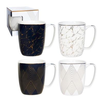 Чашка квадрат "Чорно-біла Графіка" (золото) 380мл