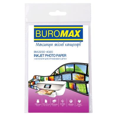 Фотопапір глянцевий Buromax, 10х15см, 180 г/м², 20 аркушів, BM.2230-4020 (1/10) Фотопапір глянцевий Buromax, 10х15см, 180 г/м², 20 аркушів, BM.2230-4020 (1/10)