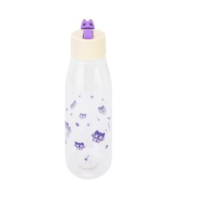 Пляшка для води Optima D-Cat, 450 мл, кремово-фіолетова