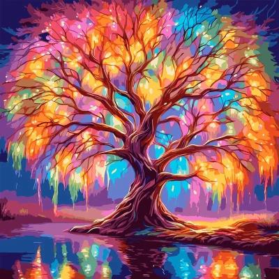 Картина за номерами SANTI "Казкове дерево", 40*40см, LED підсвітка