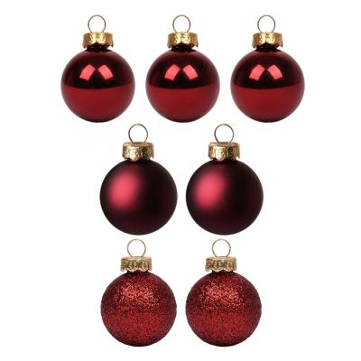 Набір новорічних куль Yes! Fun пластик 5см 7 шт в тубусе бордо