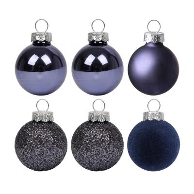 Набір новорічних куль Yes! Fun пластик 8см, 6 штук у тубусі, фіолетово-синій