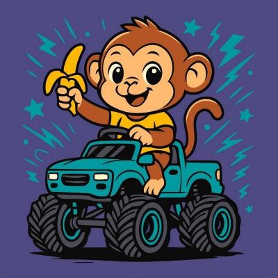 Набір для розпису по номерах для дітей "Мавпа на машині" 25х25см