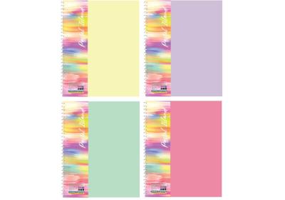 Блокнот В5, пластикова обкладинка (фактура пісок), бічна спіраль, 60 арк., клітинка, асорті пастель