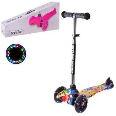 Самокат дитячий 3-колісний принтований, колеса PU зі світлом Самокат дитячий 3-колісний принтований, колеса PU зі світлом