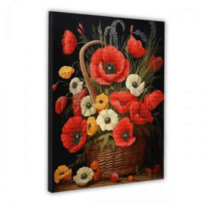 Картина за номерами з алмазною мозаїкою SANTI "Кошик з маками", 40*50см