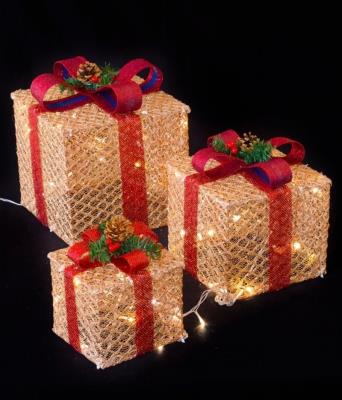 Подарунки LED набір 3шт, 40/30/20см, золотий з золотим