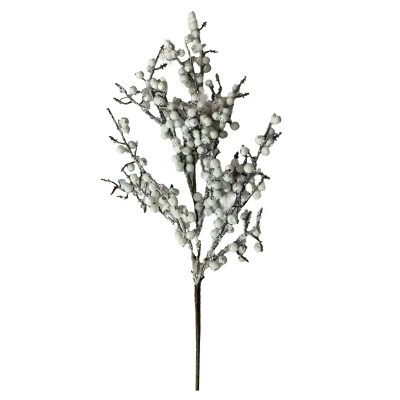 Гілка декоративна Yes! Fun "Ягоди білі з гліттером", 70 см