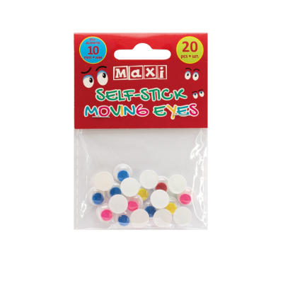 Подвижные глазки для декорирования на клейкой цветной основе, диаметр 10 мм, 20 шт., MX61722 Подвижные глазки для декорирования на клейкой цветной основе, диаметр 10 мм, 20 шт., MX61722
