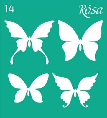 Трафарет багаторазовий самоклеючий, №14, 9х10см, серія „Метелики“, ROSA TALENT (1)