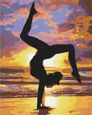 Набір для розпису по номерах. "Йога на заході сонця" 40*50см
